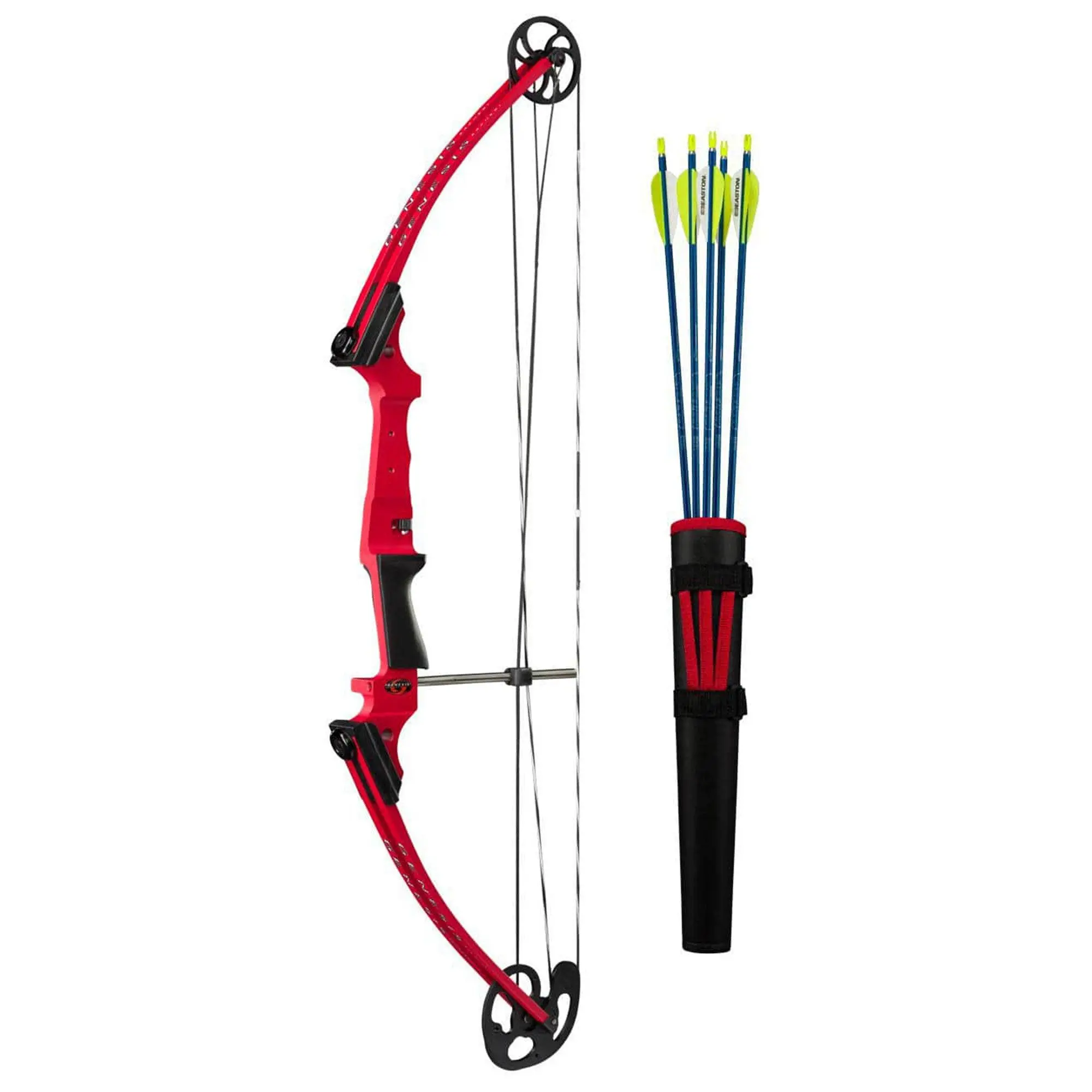 Genesis Original Archery Compound Bow and Arrow Set, Draw Hand-Right, Red Genesis Original Archery Compound Bow and Arrow Set, Draw Hand-Right, Red