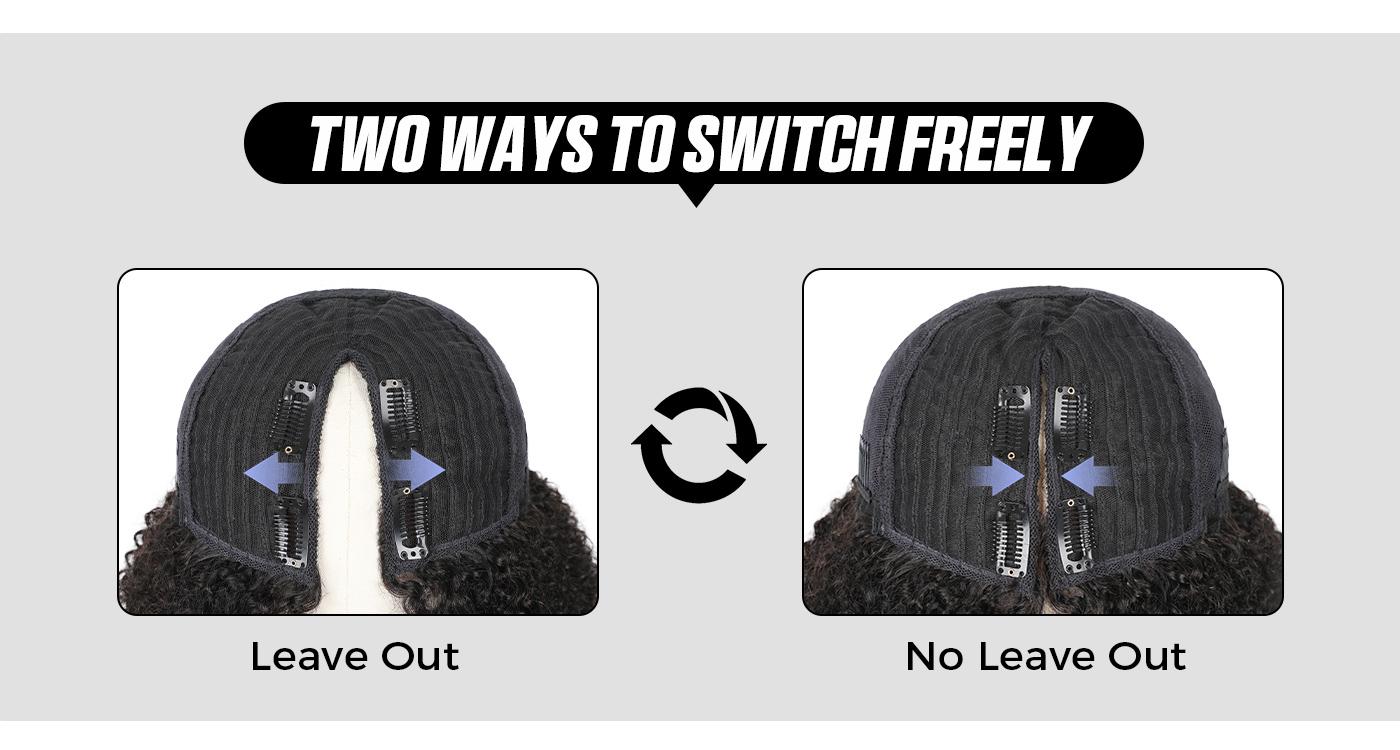 OQHAIR Afro Curly Hair V Part Wig No Leave Out Thin Part Human Hair Glueless Wig 0 Skill Needed Beginner Friendly Natural Scalp