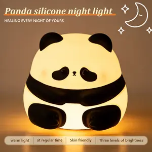 1 piece High quality silicone panda night light, clap rechargeable, adjustable brightness, three levels of soft LED light, suitable for decorative lighting in children's room and bedroom