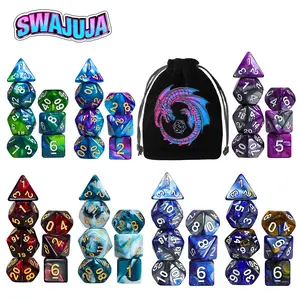 49 Pcs DND dice Polyhedral Dice Set with a colorful velvet dragon pouch - includes d4, d20, d12, d%, and numbered dice (1-10), suitable for tabletop RPG games, an ideal gift for gaming enthusiasts