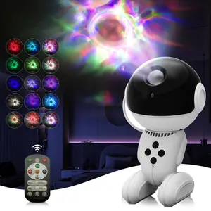 Battery Powered Galaxy Starry Sky Robot Projector Excluded Battery, 1 Count Rotatable Robot Night Lamp with Remote Control, LED Nebula Projector Light, Decorative Led Light, Home Decor for Bedroom Living Room