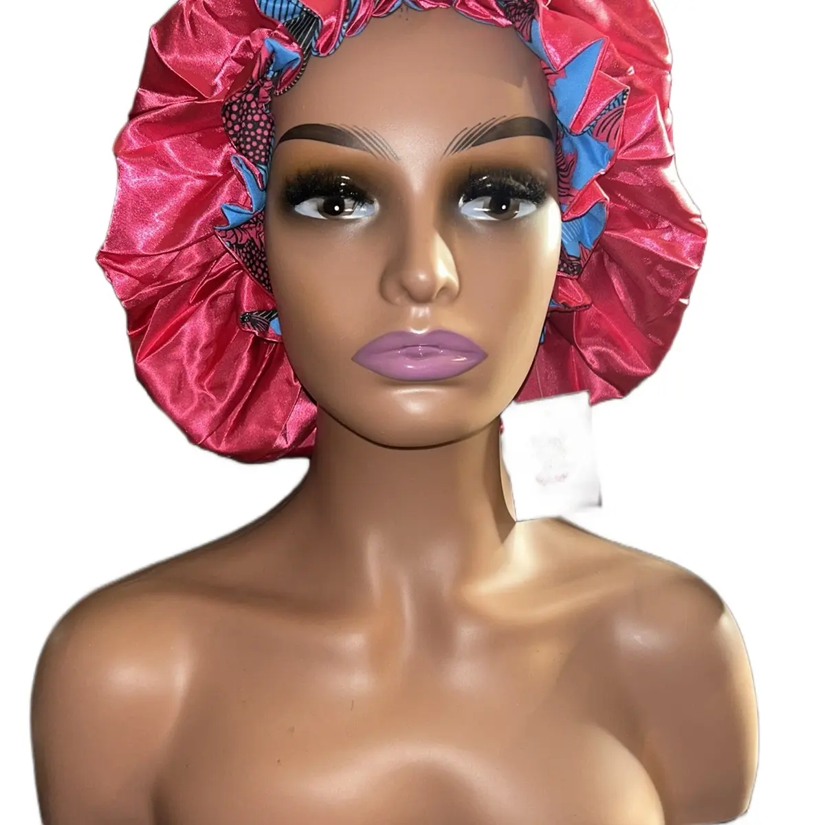 African Print Pink and Blue Bonnet for Women - Casual Style - Womenswear