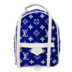 Pre-owned Louis Vuitton Velvet Backpacks Palm Spring Mini Backpack Blue