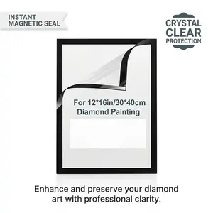 Yitape 6-Second Magnetic Frame, Instant Magnetic Seal, Self-Stick Diamond Painting Frame, Universal 12x16 Inch Canvas, Traceless Adhesive, Crystal Clear Protection, Home Office Art Wall Decor, Art Gallery Frame
