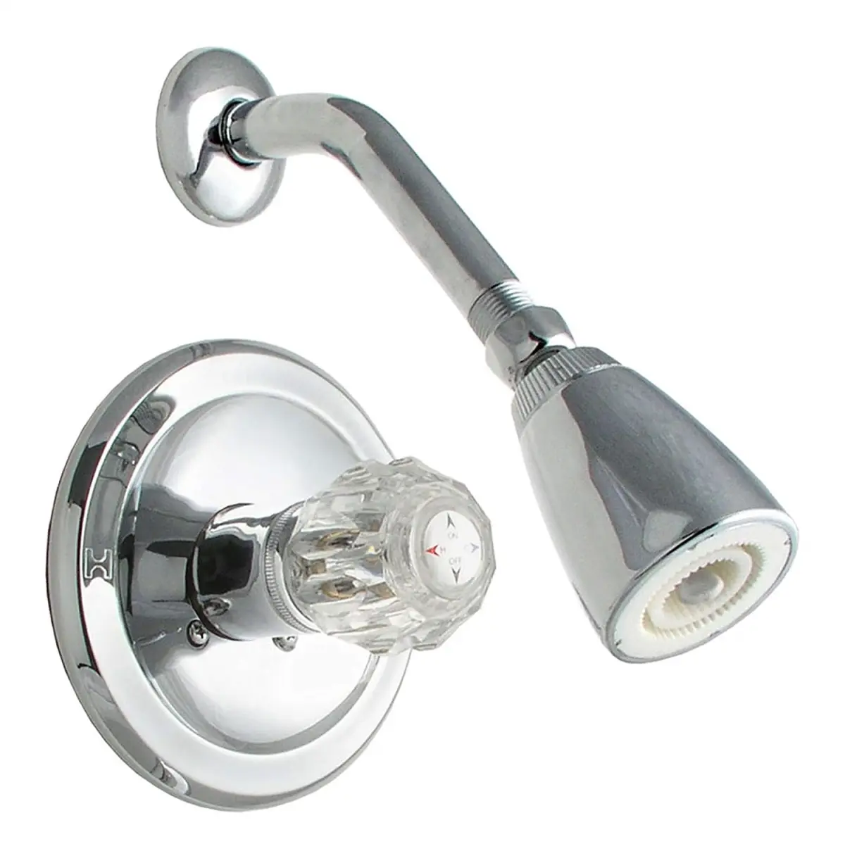 LDR Single-Handle Chrome Shower Faucet Set with Acrylic Accents, Brass Body, Washerless Valve & Shower Control for Bathroom Home Improvement Fixtures