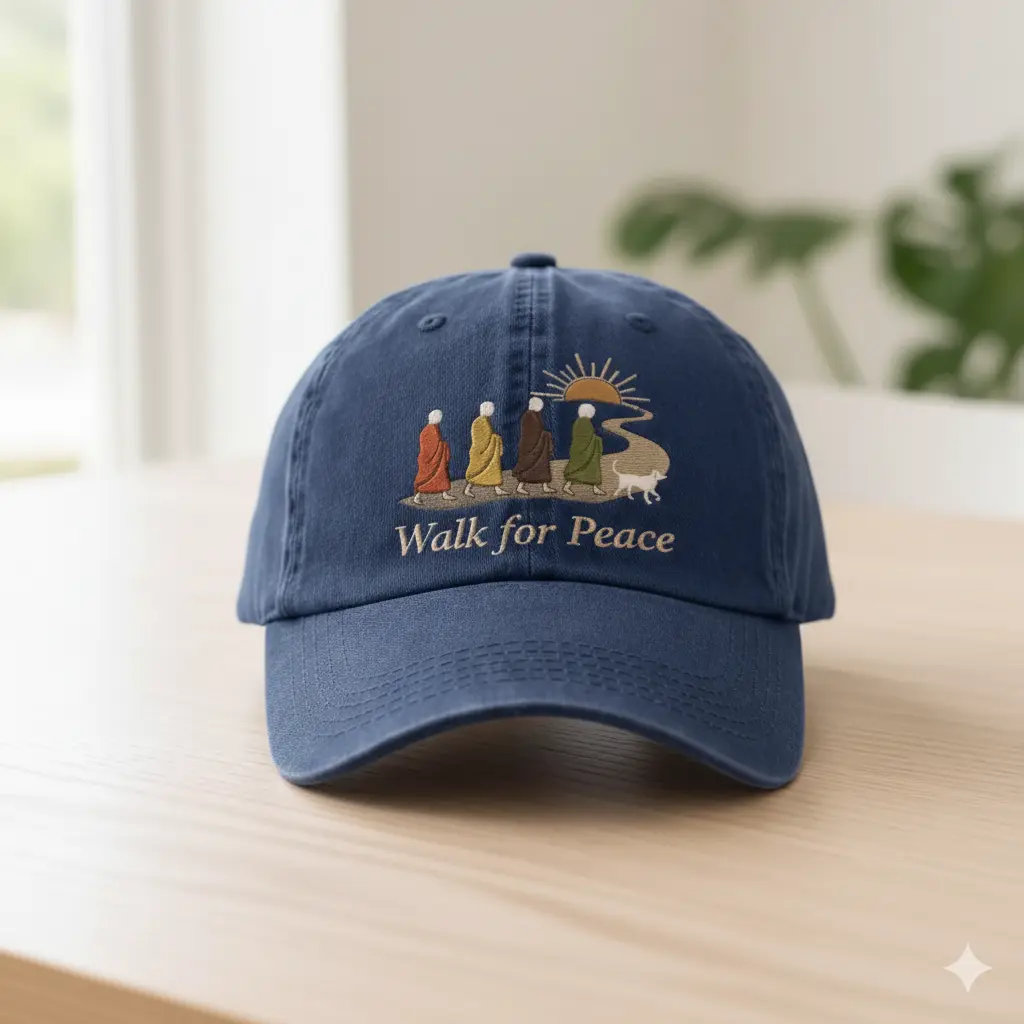 Unisex Vintage Pigment-Dyed Washed Low Profile Adjustable Snapback Hat - Adjustable, Casual, Dadcore, Dad Vibes, Flexible Stretch Hats, Zen Monk Walking Graphic, Compassionate Buddhist Aesthetic, Spiritual Streetwear, Dad Birthday Gift, Adjustable Hats