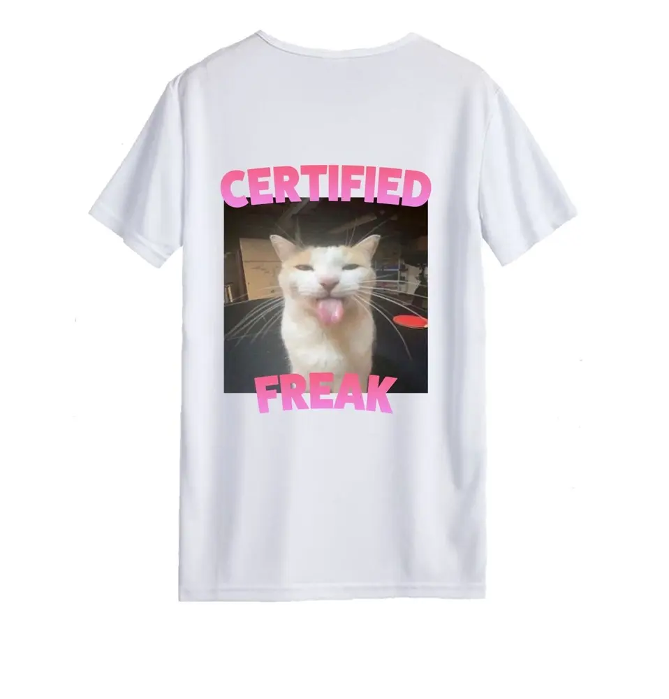 Women's Round Neck Short-Sleeve 100% Cotton Casual Streetwear T-Shirt - Certified Freak Meme Cats Funny Gift Unisex Top, Shortsleeve, Tshirt, Classic Crew, Moisture-Wick, Relaxed Cut Menswear Tropical