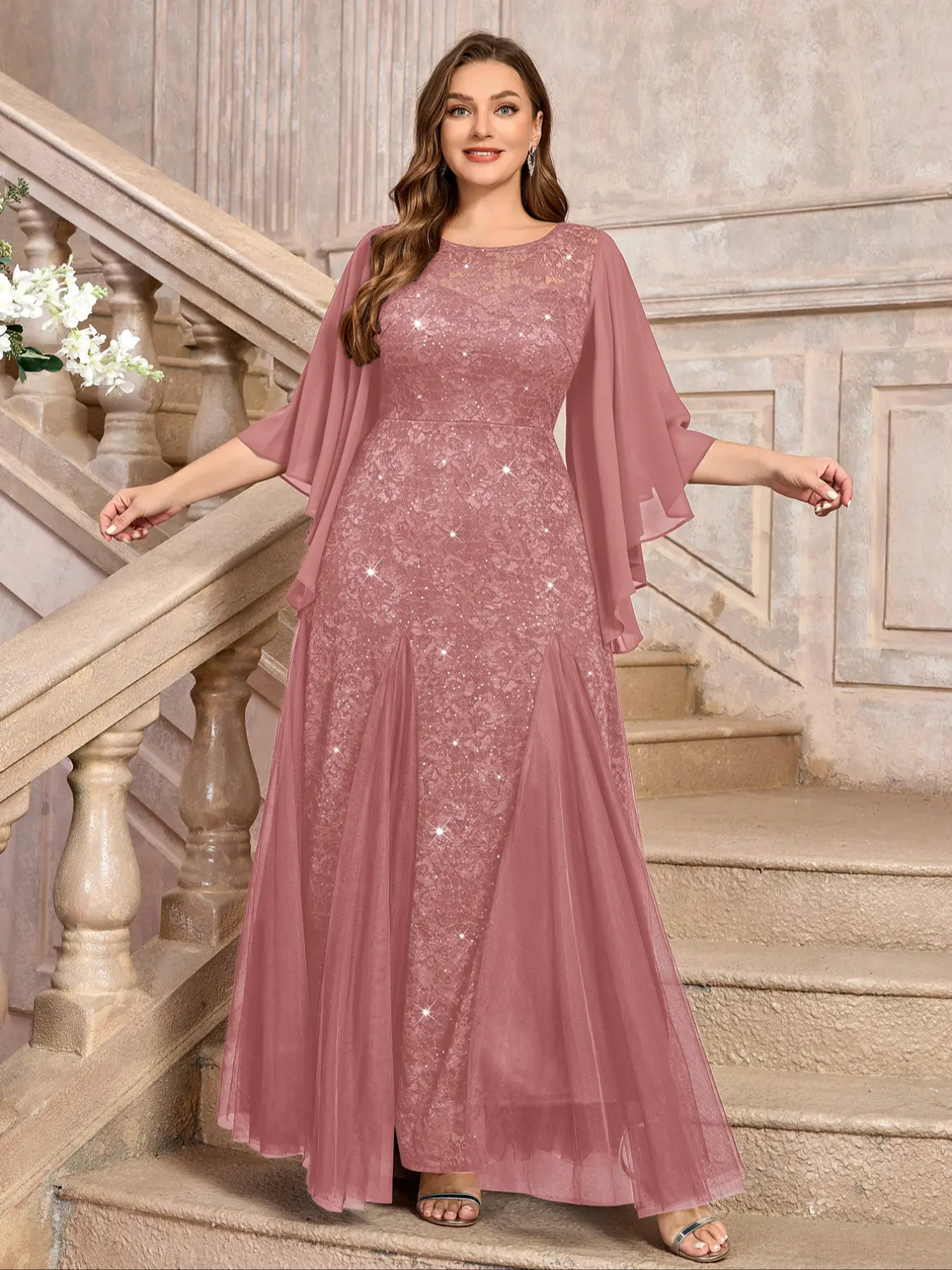long formal dress with sleeves One Step Ahead