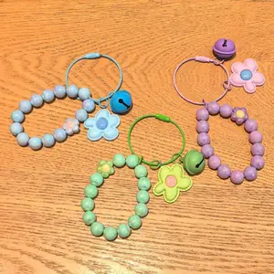 DIY Acrylic Round Bead Handbag Chain - Beaded Phone Lanyard, Macaron Colors, Handmade Accessory, Keychain Charm, Bag Charms