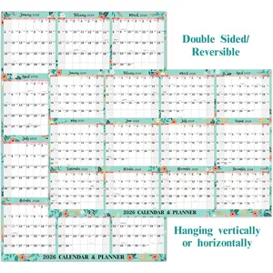 2026 Yearly Wall Calendar - Dry Erase Calendar, Erasable Wall Calendar 2026, JAN 2026 - DEC 2026, 12 Months Yearly Calendar, 34.8''  22.8'', 2-Sided Erasable with 8 Round Stickers