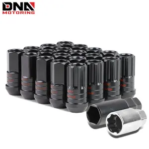 Open-End Steel Spline 16 Wheel Lug+4 Lock Nut+Key M12X1.25 25mmx45mm