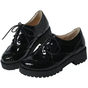 Fashionable retro Oxford shoes, featuring a thick sole and high heels, round toe, loafers, student shoes, versatile style