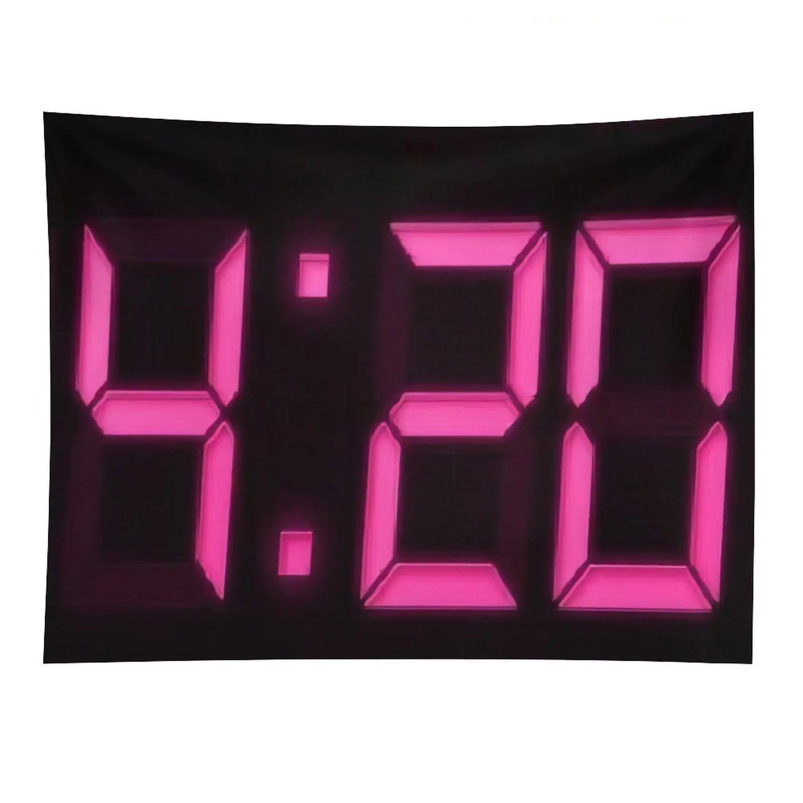 Pink Neon Digital Clock Tapestry Glowing LED Number Display Art Wall Hanging for Y2K Gothic Room Background Decor