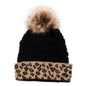 Aeropostale Women's Leopard Print Beanie - Lightweight Wool Knit Hat with Curled Edge for Christmas & Fantasy Occasions