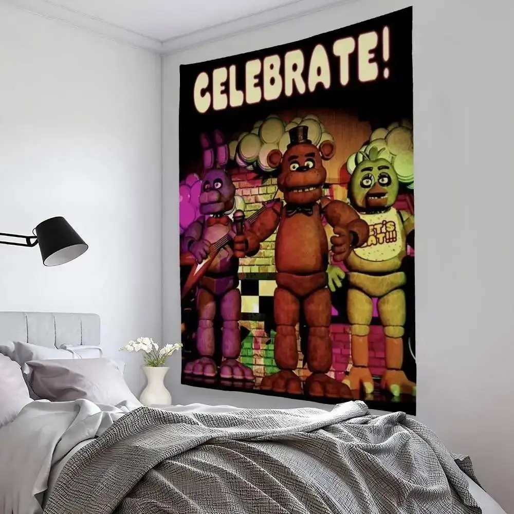 Fnaf Five-nights-At-Freddys Tapestry Bedroom Living Bar Garden Outdoor Microfiber festival Decoration Background Art Banner