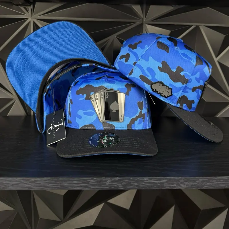 Poker plate SnapBack hat-blue camo Poker plate SnapBack hat-blue camo