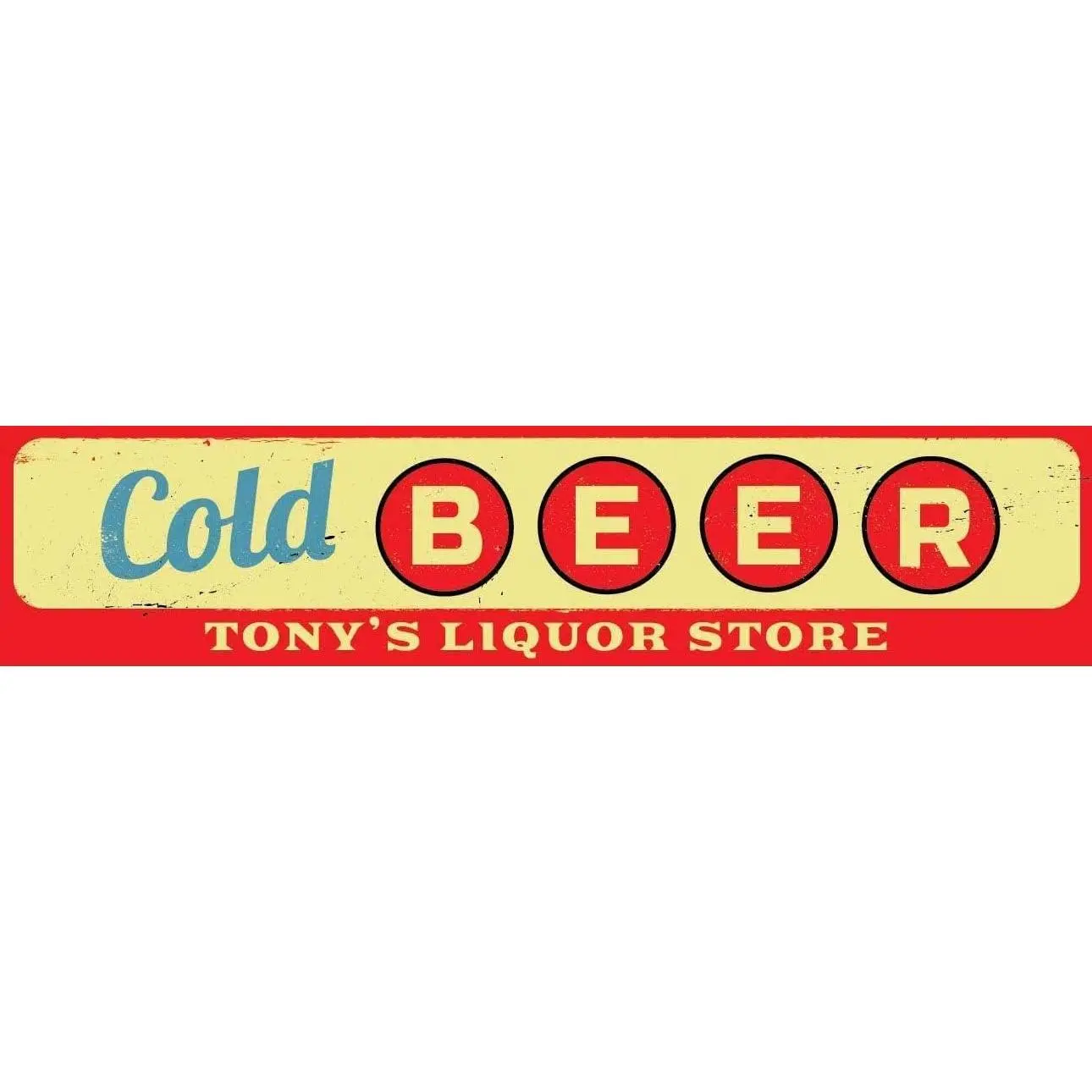 Cold Beer Sign Personalized Liquor Store Sign Custom Bar Name Sign Metal Beer & Liquor Decor Bar Decor Tin Sign 40X10 cm