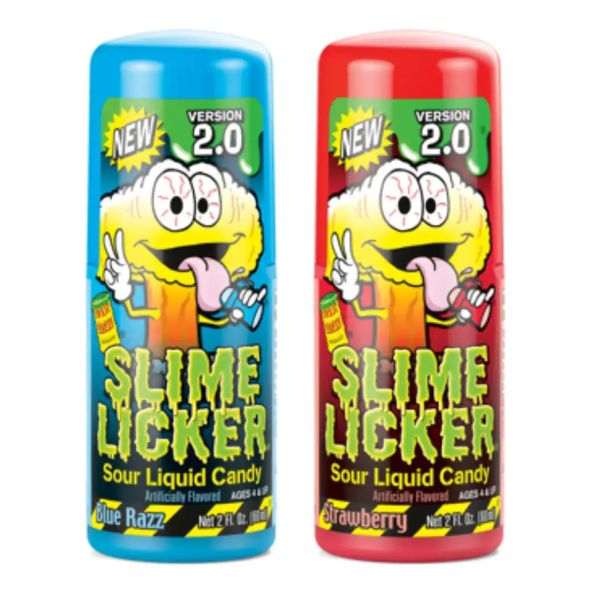 Slime Licker Sour Liquid Candy - Strawberry & Blue Razz - Bestselling Sour Candy - 2 fl oz Candy Bonbon Snack