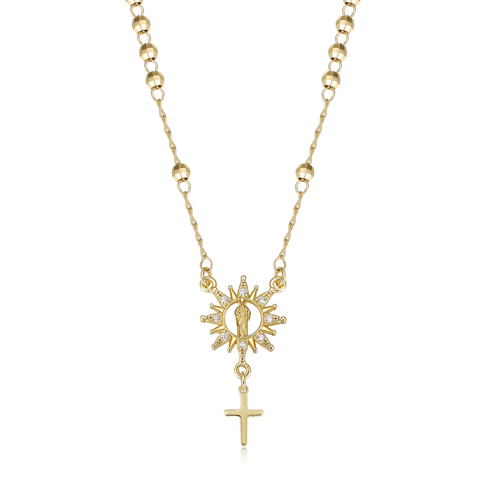 MEIITRUE 14K Gold Plated Cross Pendant Necklace for Women, Rhinestone Cross Faith Necklace for Party, Trendy Jewelry Gift