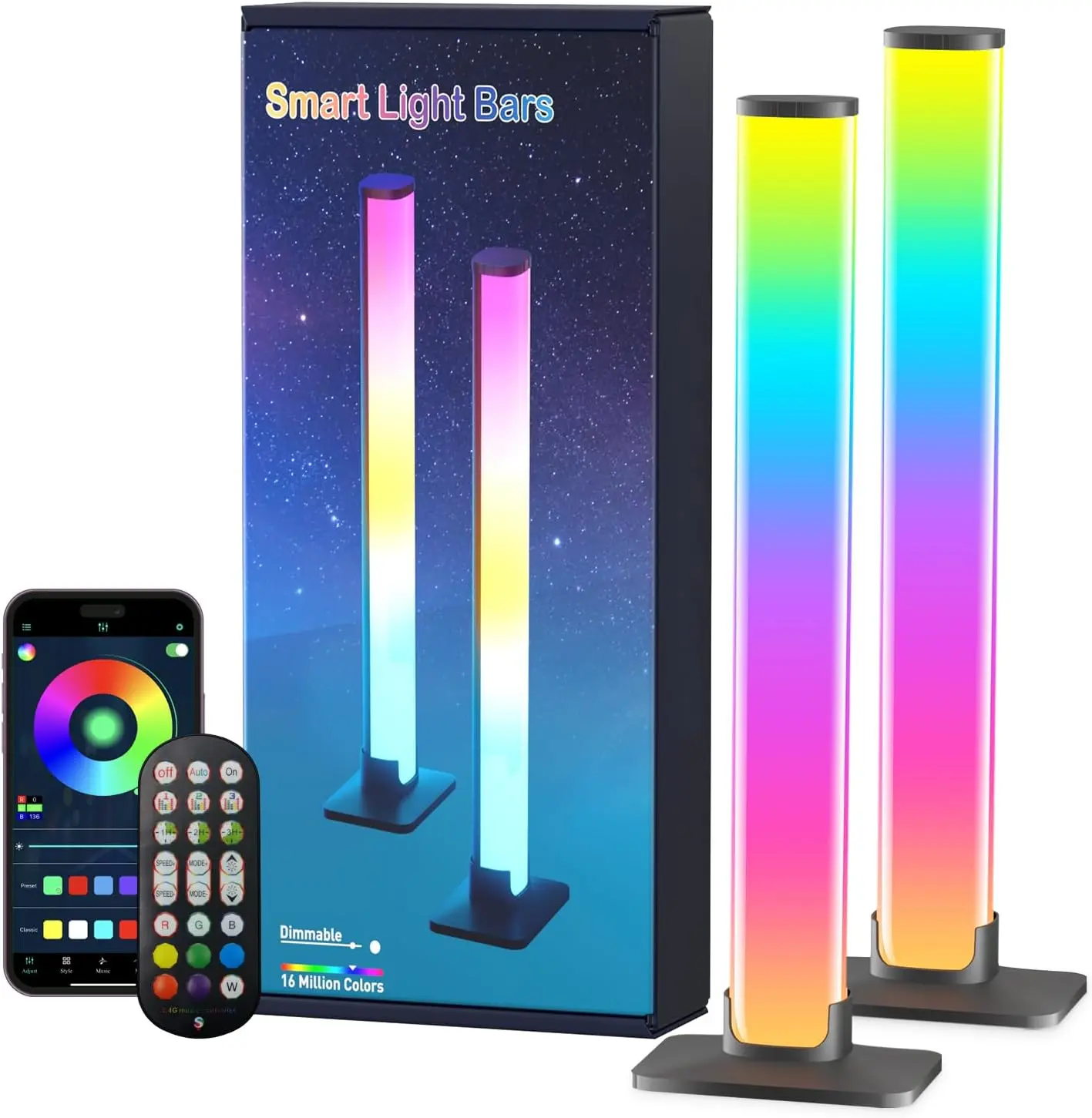 Barhootao RGB LED Light Bar with RGB LEDs for Indoor Use, 16M Color Options, 3 Control Modes, Dynamic Music Sync, 213 Preset Modes, USB Interface (Without Adapter)