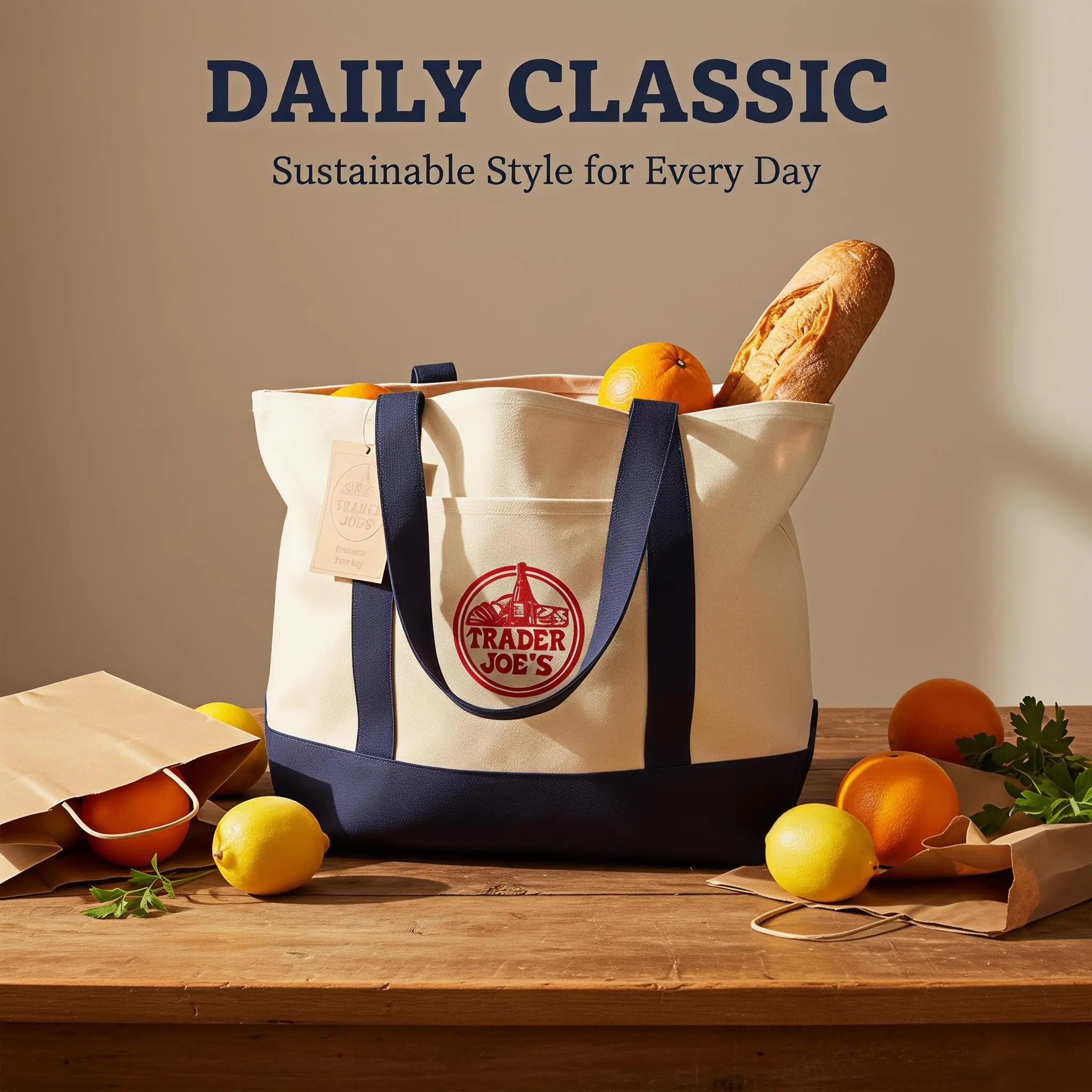 4 Colors Premium Two-Tone Canvas Tote Bag, Extra Large Reusable Grocery Bag with Front Pocket, Durable Everyday Carry Tote for Work, Travel & Beach