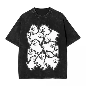 Washed T Shirts Sans Undertale Hip Hop Vintage T-Shirt High Street Streetwear Short Sleeve Summer Tops 3Tee Shirt Men Women