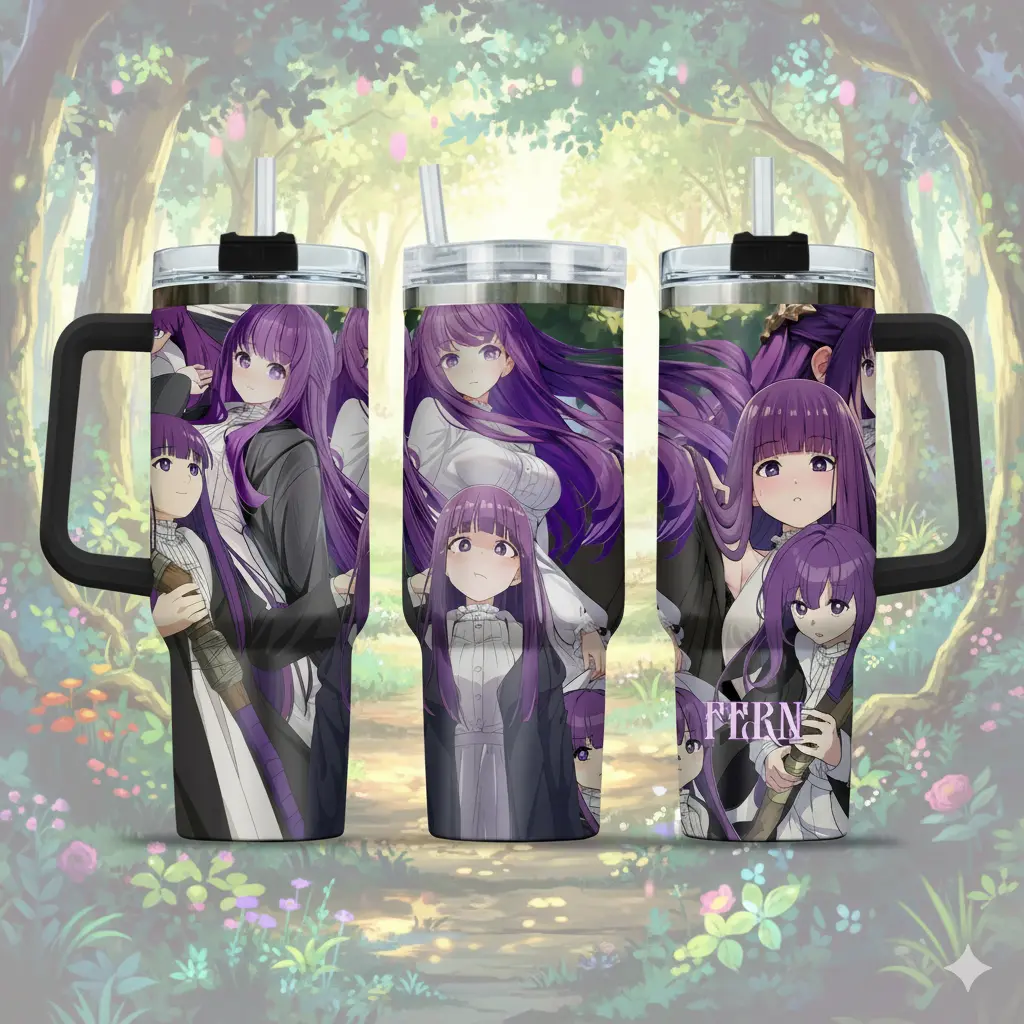 Fern Frieren Beyond Journey's End 40oz Insulated Stainless Steel Tumbler with Handle, Lid, Straw - Reusable Custom Waifu Manga Drinkware Flask (2000+ ml Insulation) for Anime Fans