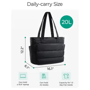 Puffy Bubble Tote Bag - 3 Sizes Quilted Laptop Shoulder Bag for Travel
