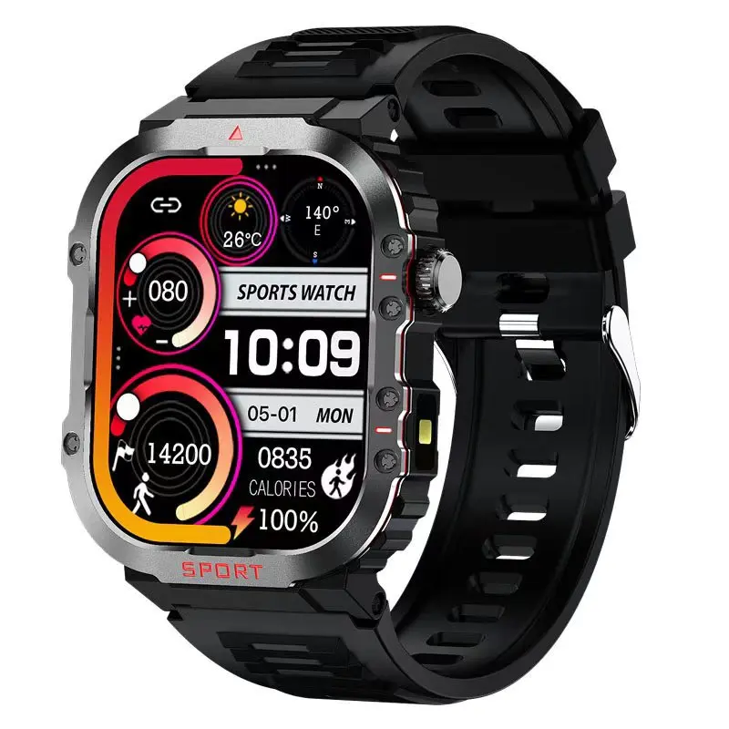 Waterproof Wearable Smart Watch - High-Tech Digital Clock Display, Blood Glucose Monitoring, Heart Rate Tracking, LED Sports Flashlight, Outdoor Bluetooth Calling, Weather Forecast, Sleep Monitor, Smart Wearable Devices