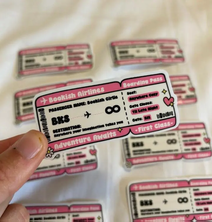 Bookish Airlines Ticket Sticker