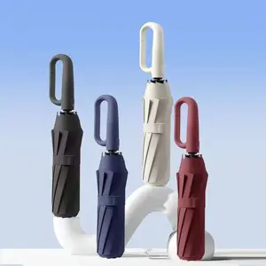 Strong Reinforced Windproof Rainproof Dual-Use UV Resistant Fully Automatic Rotating Ring Buckle Umbrella, Foldable Design