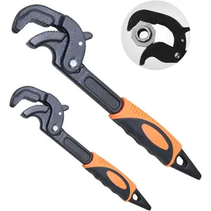 2 Pack Adjustable Wrench Quick Multi-function Self-Adjusting Spanner Power Grip Pipe Wrench 0.6"-2.4"/14mm-60mm