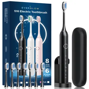 Everglow Electric USB Charging Toothbrush, 1 Count Soft Bristles Toothbrushes & 4 Counts Brush Head & 1 Count Charging Cable, Intelligent Cleaning Toothbrushes, Gift