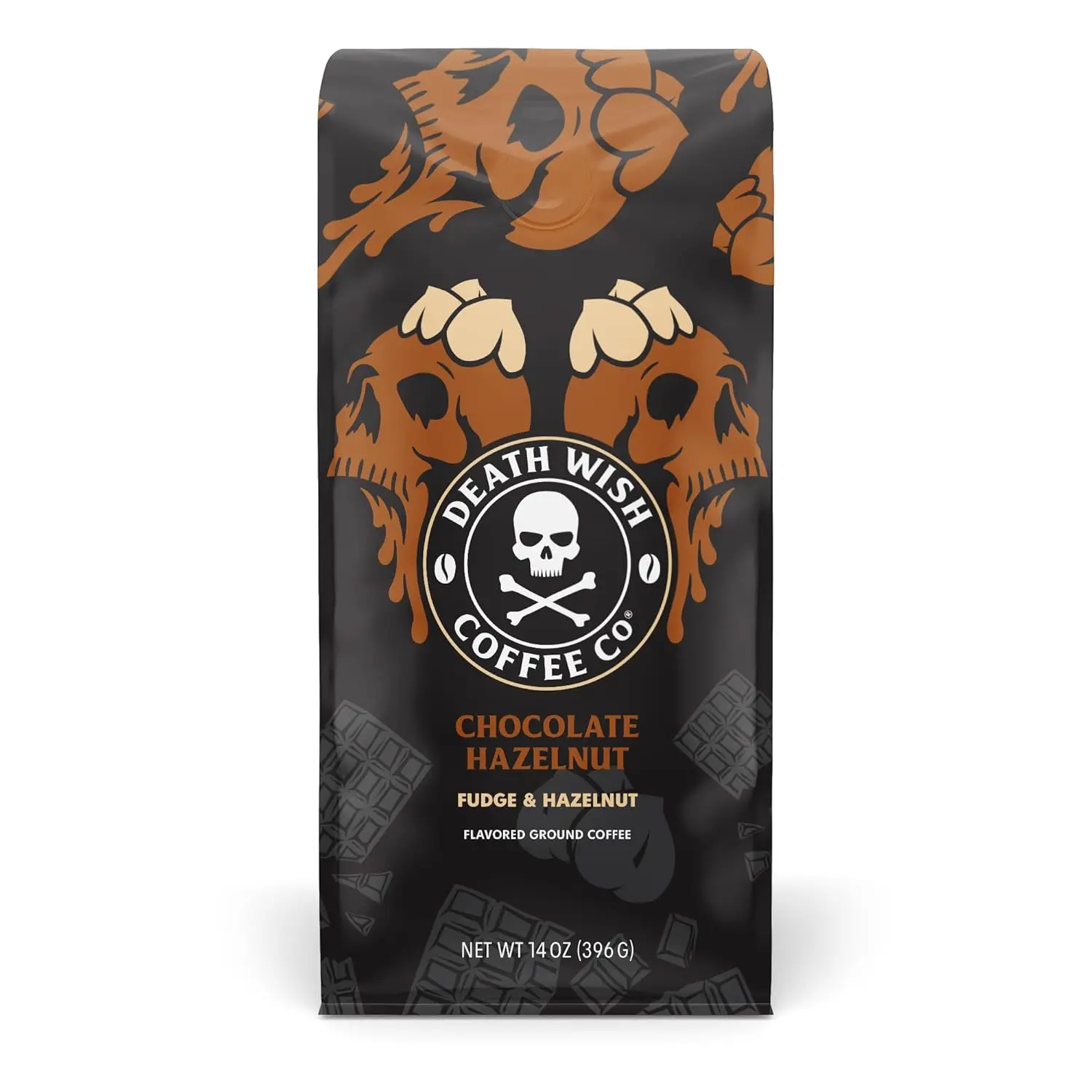 Death Wish Coffee Chocolate Hazelnut Ground Coffee – Medium Roast Fair Trade Ground Coffee with Rich Chocolate & Toasted Hazelnut Flavor