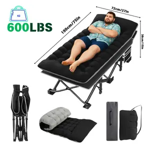 600LBS Heavy-Duty Folding Camping Cot - Mattress Padded for Adult Travel Hiking Guest Home 75x28x15”