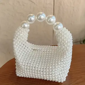 Fashion Women’s Pearl Evening Handbag, Ivory White Artificial Pearls Beaded Clutch with Wrist Strap & Chain, Fashion Crossbody Bag for Women, Party & Wedding Accessory, Daily Use, Must-Have Gift 2025