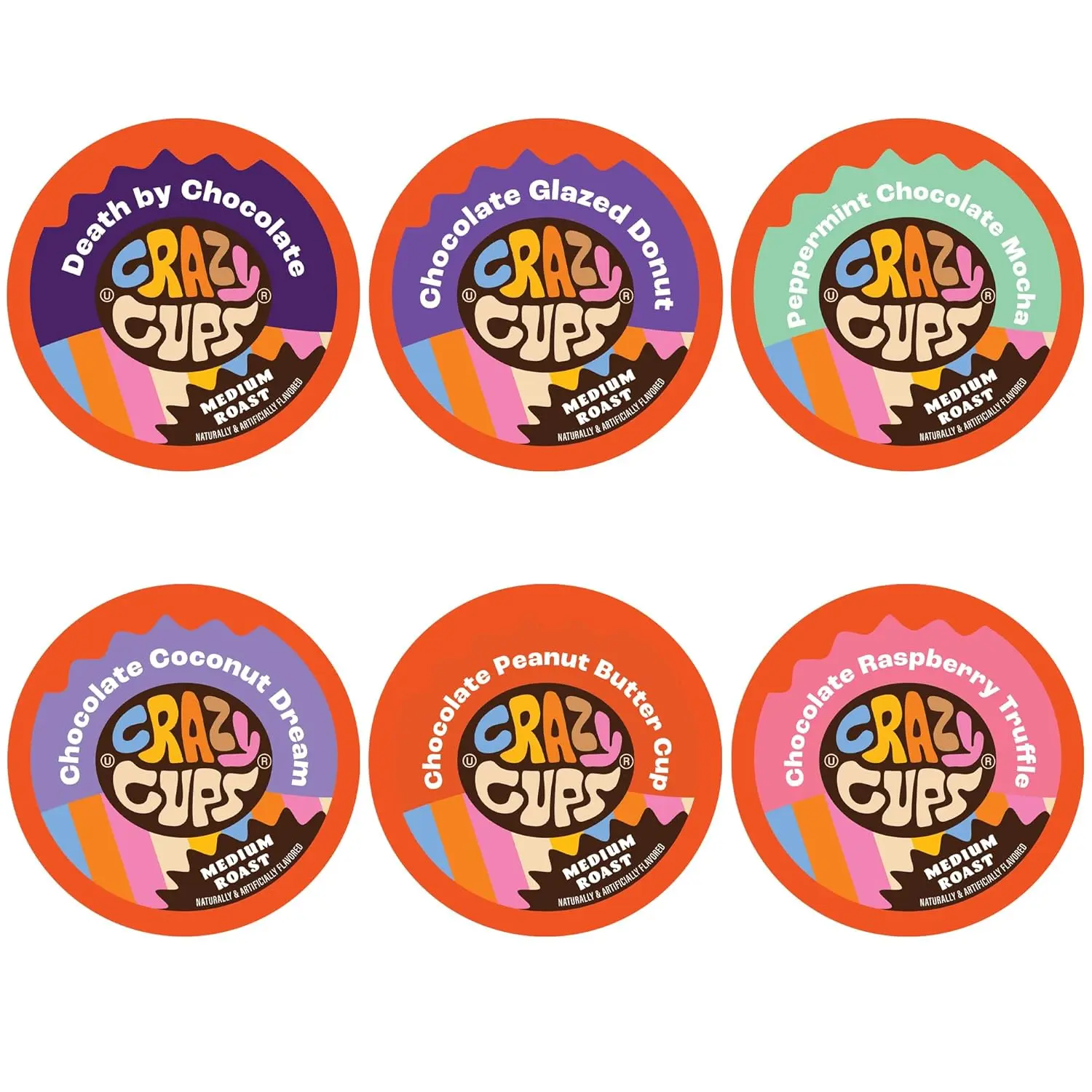 Crazy Cups Medium Roast Chocolate Coffee Pods Variety Pack - 24 Count, Dairy Free Beverage for Cappuccino Enthusiasts, Sugar Free, Lactose Free