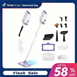 [MemorialDay]Steam Mop 12-in-1 Floor Cleaner with Detachable Handheld Steamer for Walls, Grout, Floors, Tiles, Carpets & Grease. Includes Multi-Function Accessories Cleaning Tools Cleaning Set
