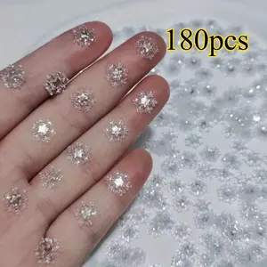 180pcs Sparkling Snowflake Decor Set - Odorless, Perfect for DIY Christmas Nail Art, Jewelry Clips & Scrapbooking