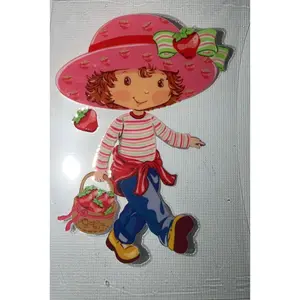 Vintage Strawberry Girl 2x4 UV DTF Decal – Retro Cute Cartoon Style Sticker