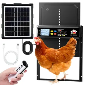 Automatic Chicken Coop Door Solar Powered, LCD Display Chicken Door with Timer & Light Sensor, 4 Modes Automatic Chicken Door Solar, Anti-Pinch & Weather Proof Coop Door with Remote Control