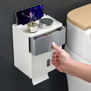 Wall Mounted Tissue Holder, Waterproof Tissue Storage Box, Bathroom Tissue Holder, Toilet Paper Holder, Bathroom Accessories, Home Organizer for Bathroom, Bathroom Decor Supplies