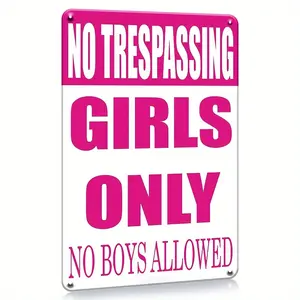 1 count, Room Decor For Teen Girls Bedroom Door Decor Teen Boy Metal Tin Signs - Preppy Room Decor Funny No Boys Allowed Sign Girls Room Decor - Girl Pink Room Decor For Bedroom Wall Decor, 8X12 Inches Funny Metal Tin Sign Gift For Teen Girl