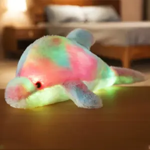 Creative Toy Luminous Pillow Soft Stuffed animals Plush Glowing Colorful Dolphin Cushion Led Light Toy Gift For Kids Children Girls