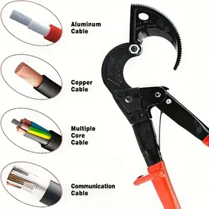 Heavy-Duty Ratchet Cable Cutters - Ideal for Aluminum & Copper Wires Up To 240mm², Multi-Core Compatible, Durable Carbon Steel Construction, Essential Electrician's Tool, Powerful Cutter