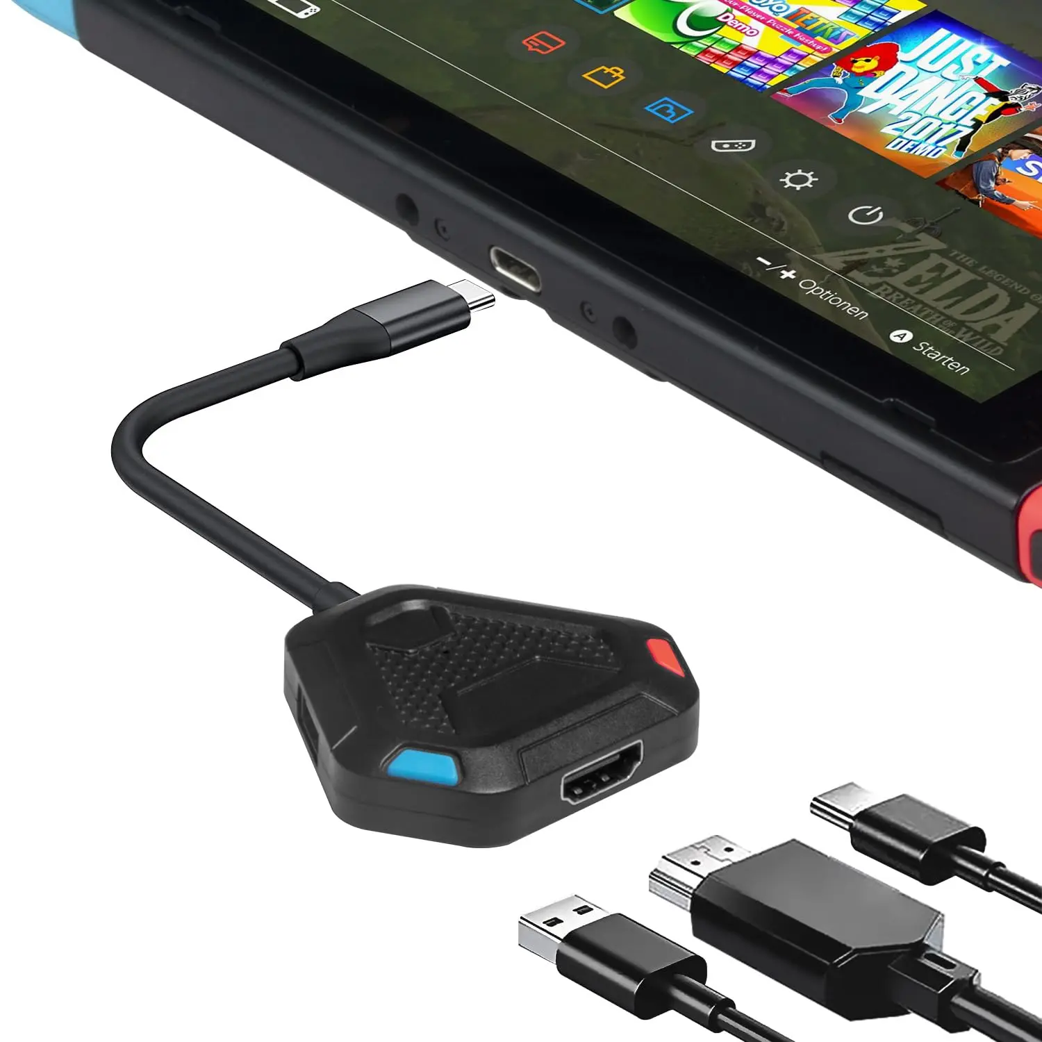 3-in-1 Portable Switch Docking Station 4K HDMI 100W PD USB 3.0 Hub for TV Gaming Travel, Compatible with Switch OLED Steam Deck MacBook iPad Pro USB-C Devices, USB-C to HDMI Multiport Adapter