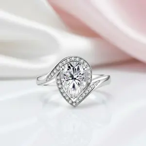 2.5 Ct Pear Cut Diamond Option Halo Engagement Ring