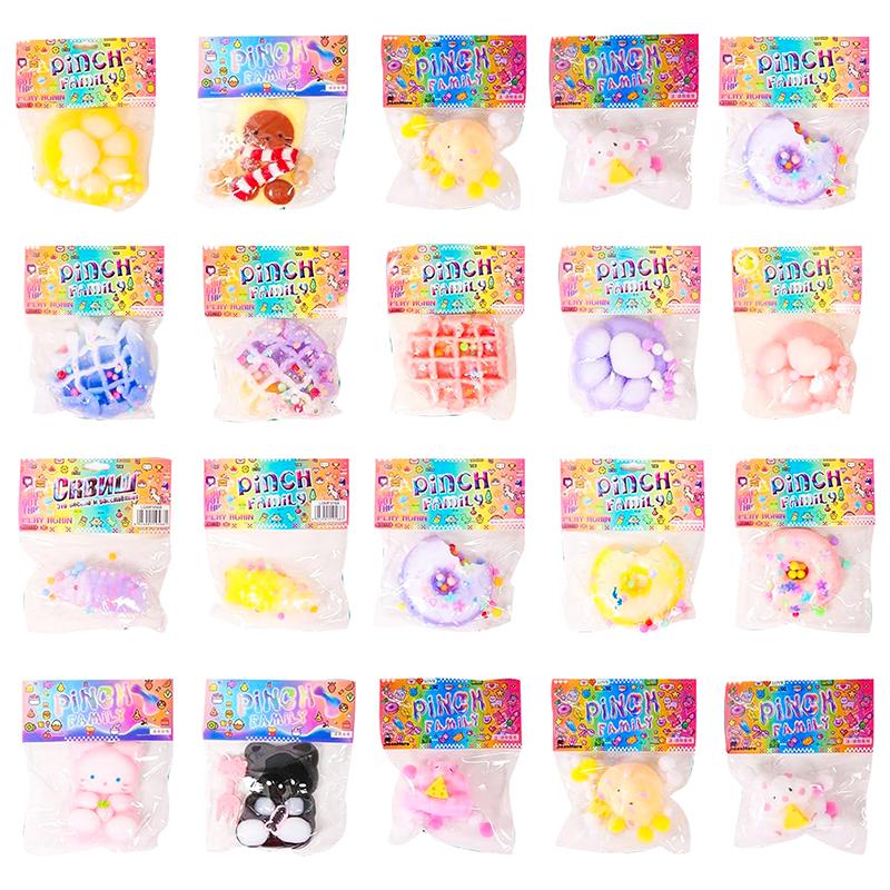 Squishy Toys Stress Relief Soft Squeeze Fidget Toy with Cute Cat Paw Simulated Food Animals Squishies Toy for Party Christmas Halloween Birthdays Ideal Gift