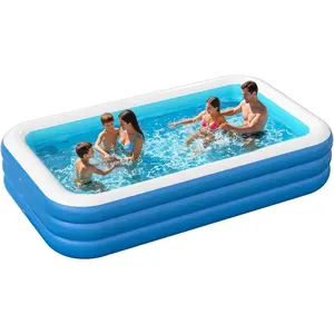 103'' x 65'' x 22'' Oversized Thickened Rectangular Inflatable Swimming Pool, Large Blow Up Family Pool for Adults, Suitable for Outdoor Garden Backyard Use