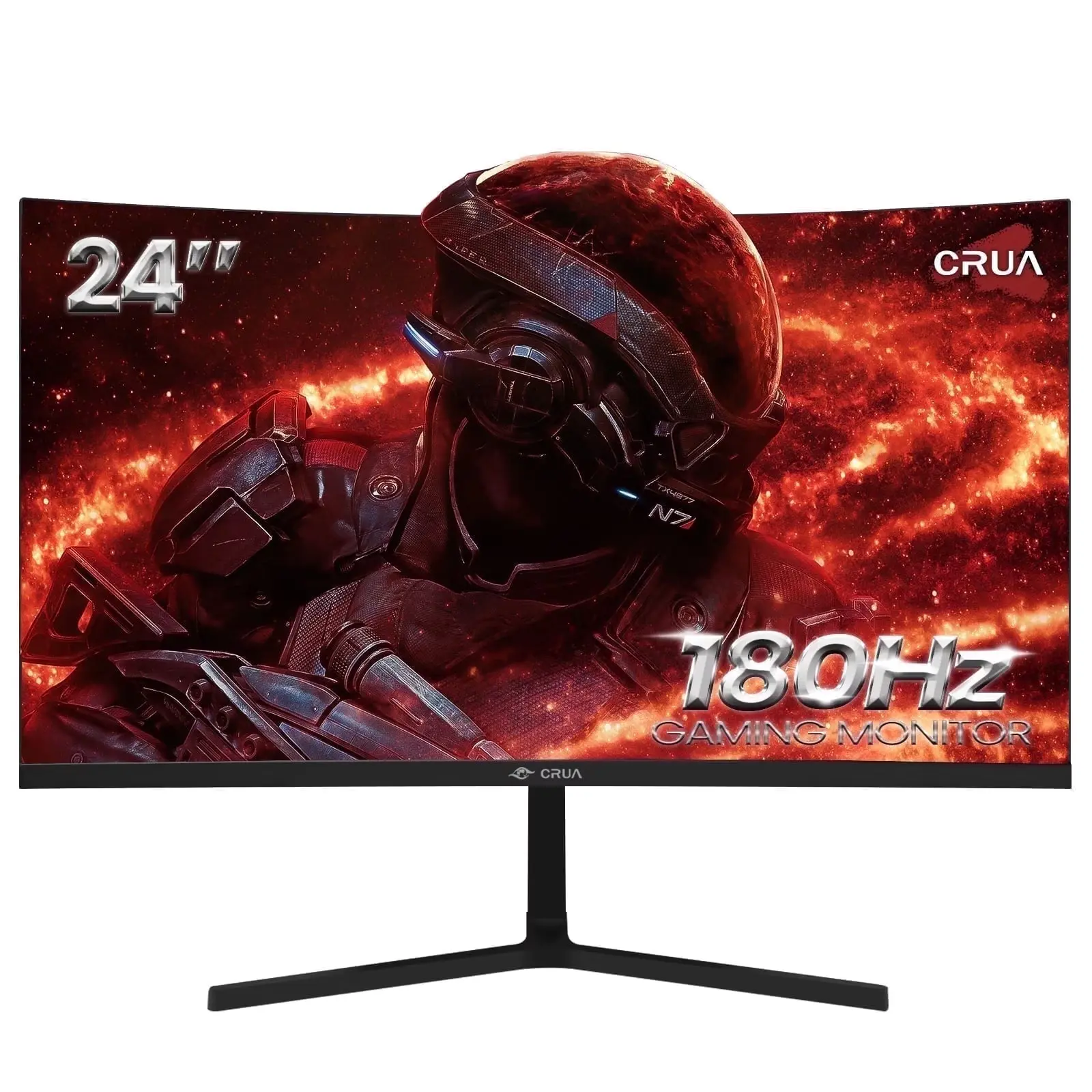 CRUA 24" 180Hz Curved Gaming Monitor,FHD 1080P Computer Monitor,FreeSync,120% SRGB,Low Motion Blur-Black